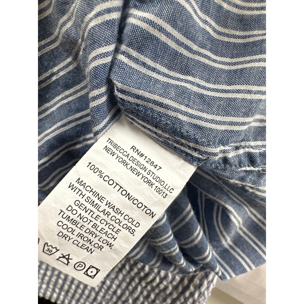 Nili Lotan NL Blue and White Pinstripe Pocket Buttoned Shirt Blouse Size Small - Picture 7 of 7